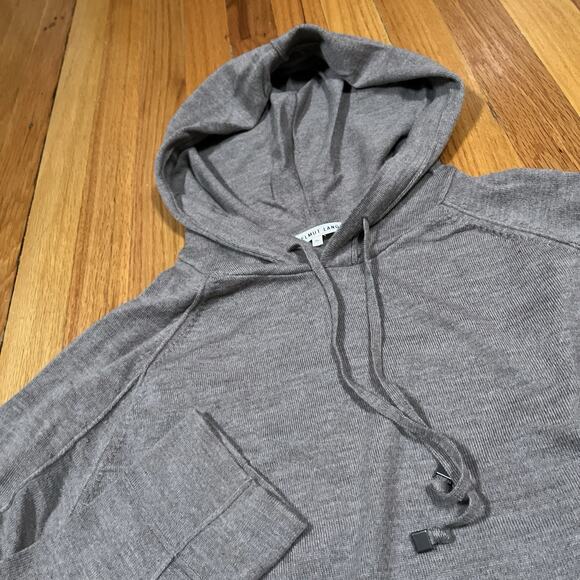 Helmut Lang Hoodie Sweater Pullover 100% Wool Slim XL Fit Grey Beige - Picture 3 of 10